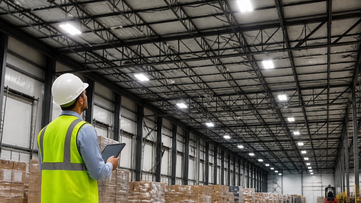 Warehouse LED lighting and controls for lowering operating costs