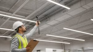 Commercial lighting audit with fixture and light-level review