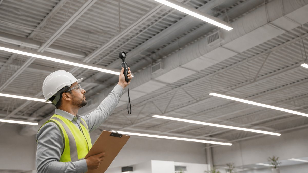 Commercial lighting audit with fixture and light-level review